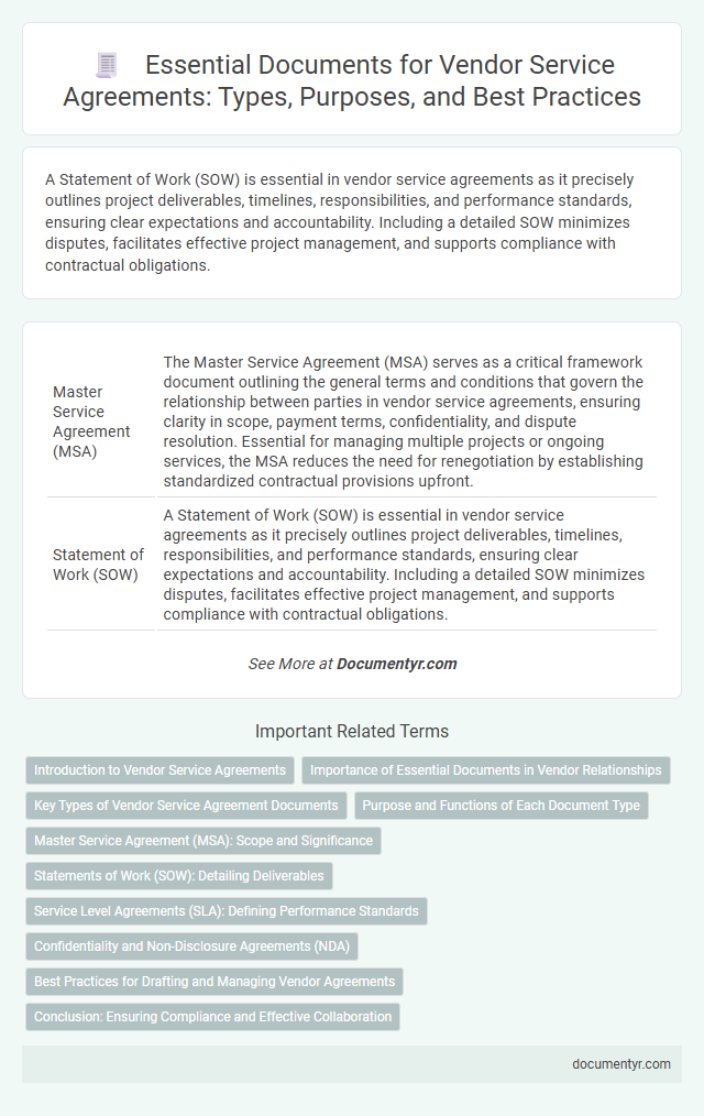 Essential Documents for Vendor Service Agreements: Types, Purposes, and Best Practices