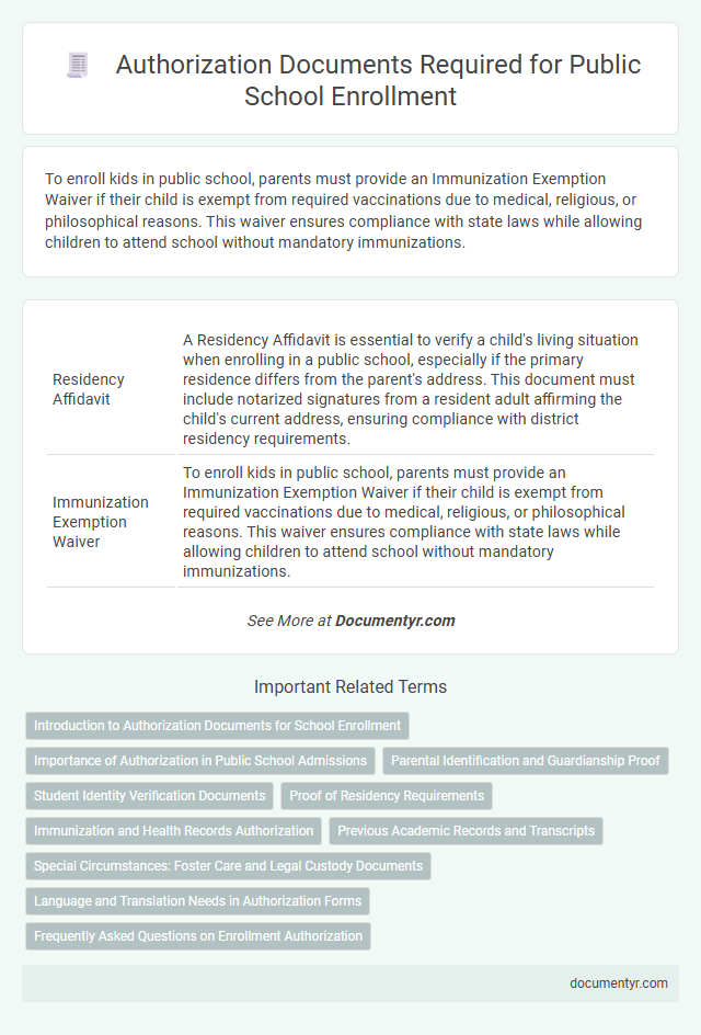 Authorization Documents Required for Public School Enrollment