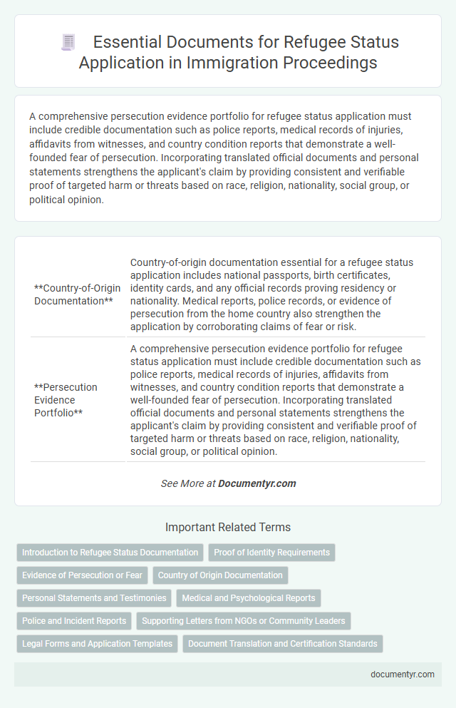 Essential Documents for Refugee Status Application in Immigration Proceedings