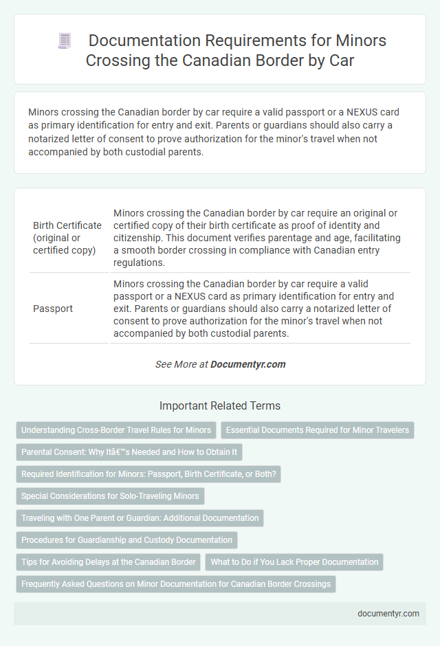 Documentation Requirements for Minors Crossing the Canadian Border by Car