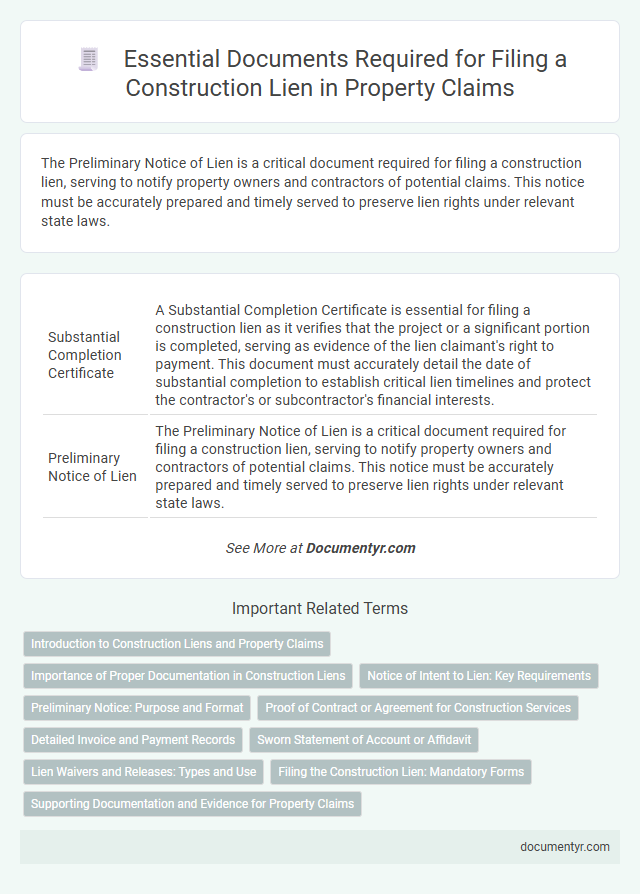 Essential Documents Required for Filing a Construction Lien in Property Claims