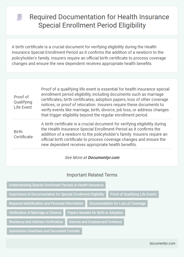 Required Documentation for Health Insurance Special Enrollment Period Eligibility