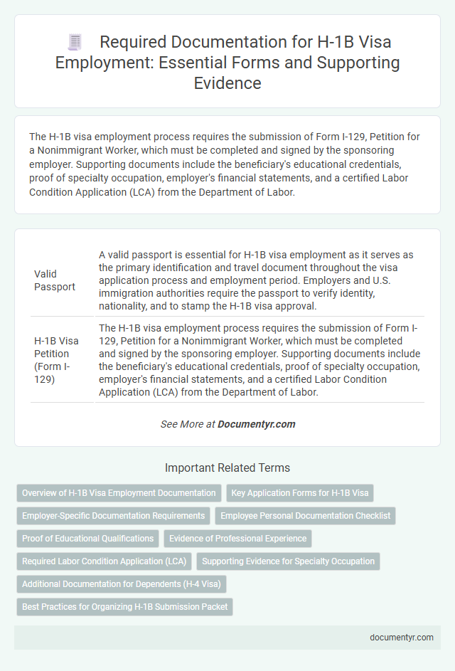 Required Documentation for H-1B Visa Employment: Essential Forms and Supporting Evidence
