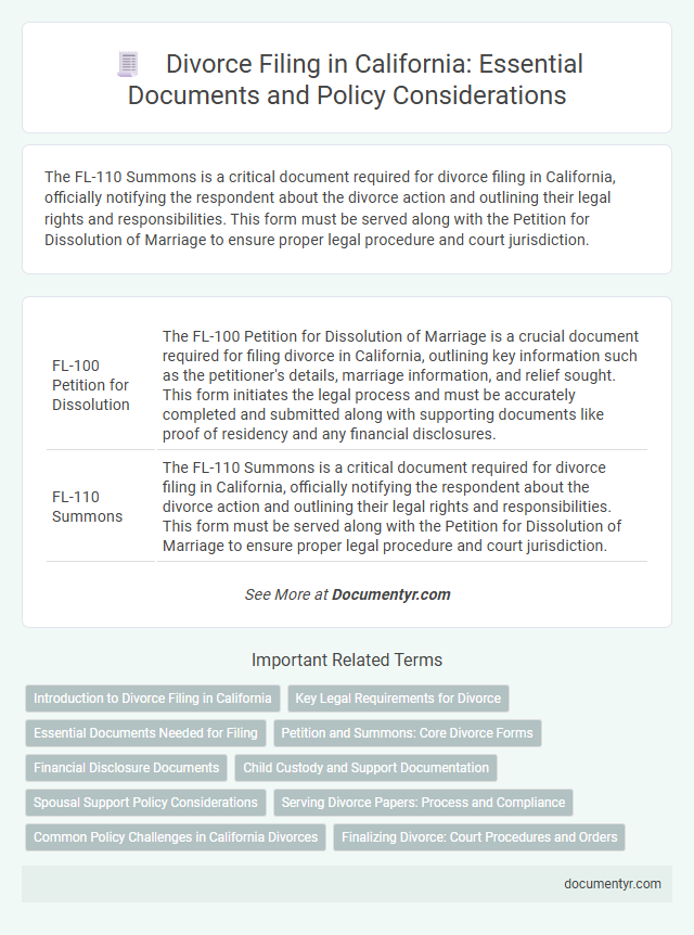 Divorce Filing in California: Essential Documents and Policy Considerations
