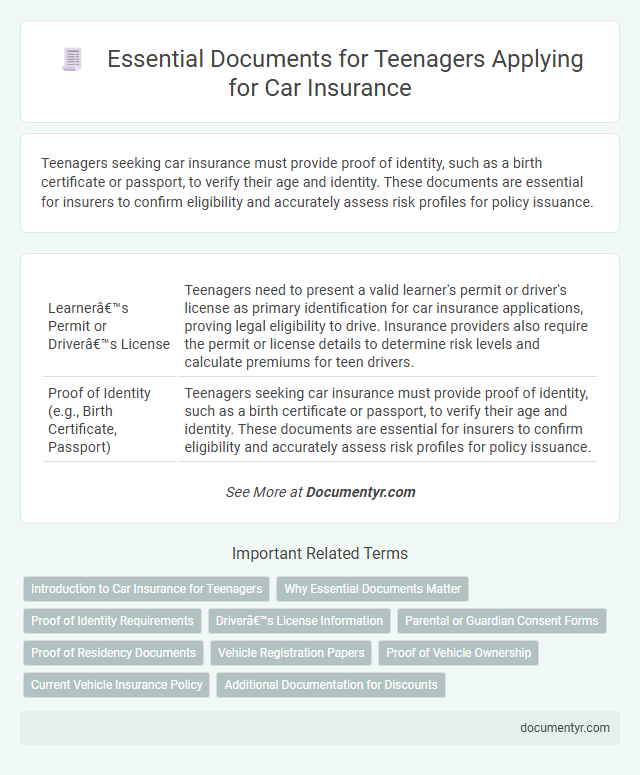 Essential Documents for Teenagers Applying for Car Insurance