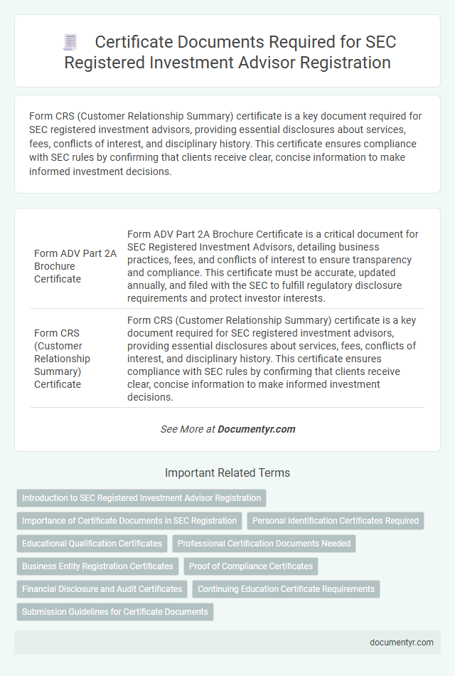 Certificate Documents Required for SEC Registered Investment Advisor Registration