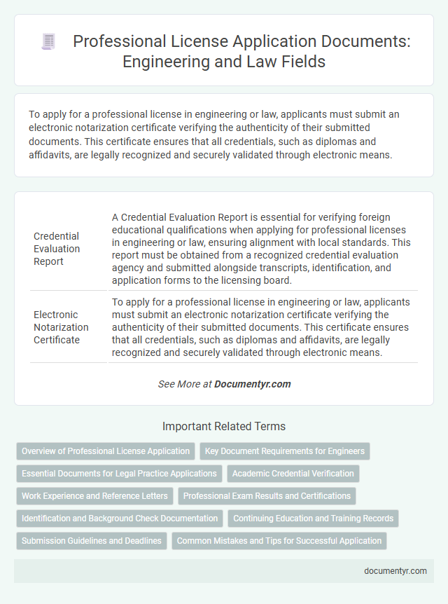 Professional License Application Documents: Engineering and Law Fields