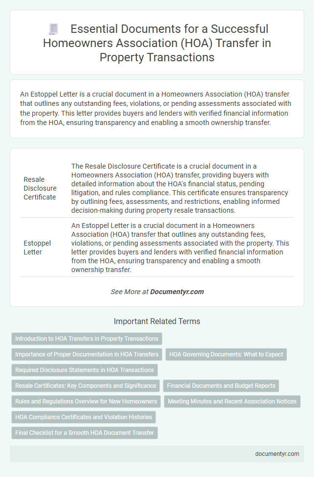 Essential Documents for a Successful Homeowners Association (HOA) Transfer in Property Transactions