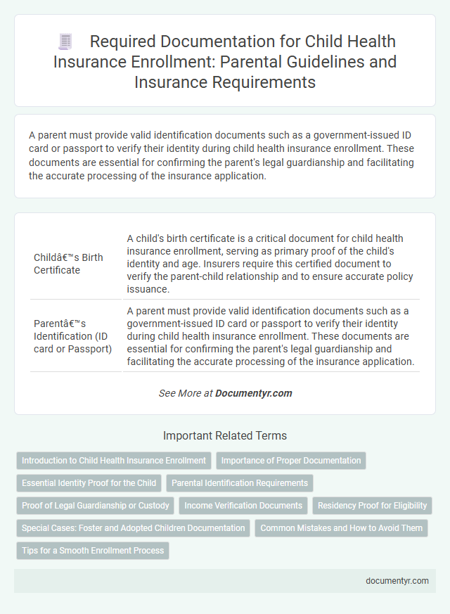 Required Documentation for Child Health Insurance Enrollment: Parental Guidelines and Insurance Requirements