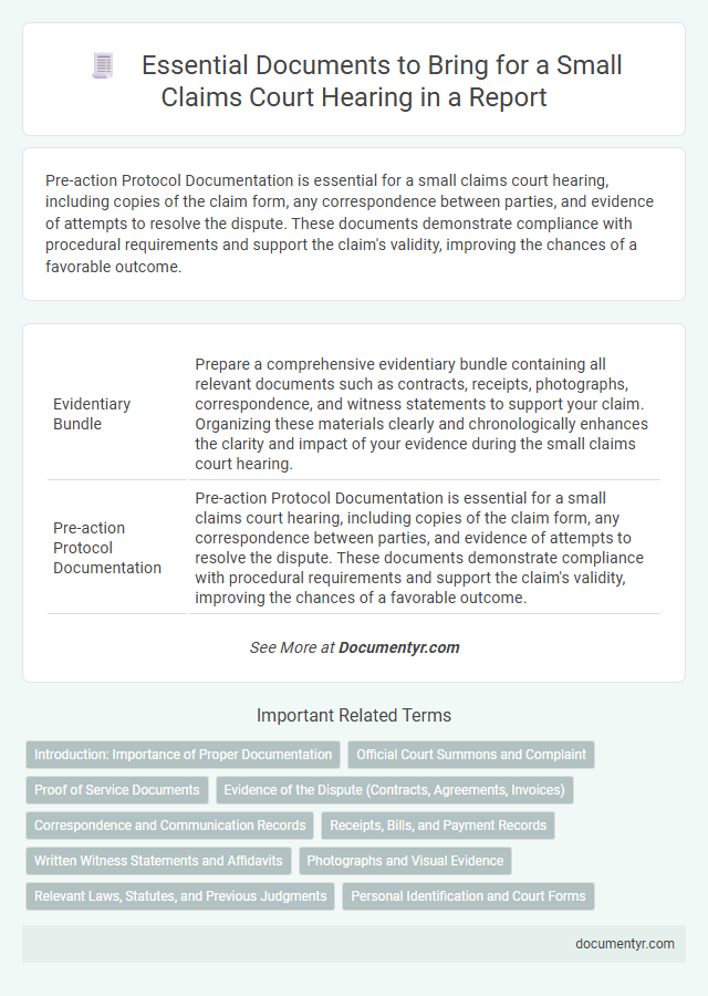 Essential Documents to Bring for a Small Claims Court Hearing in a Report