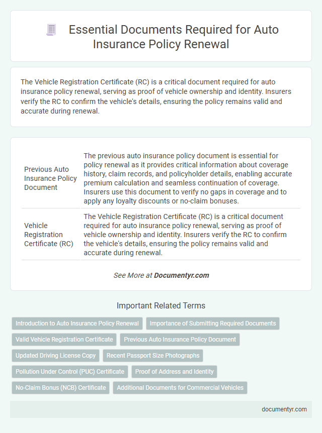 Essential Documents Required for Auto Insurance Policy Renewal
