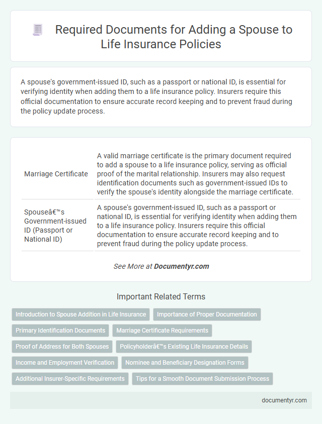 Required Documents for Adding a Spouse to Life Insurance Policies
