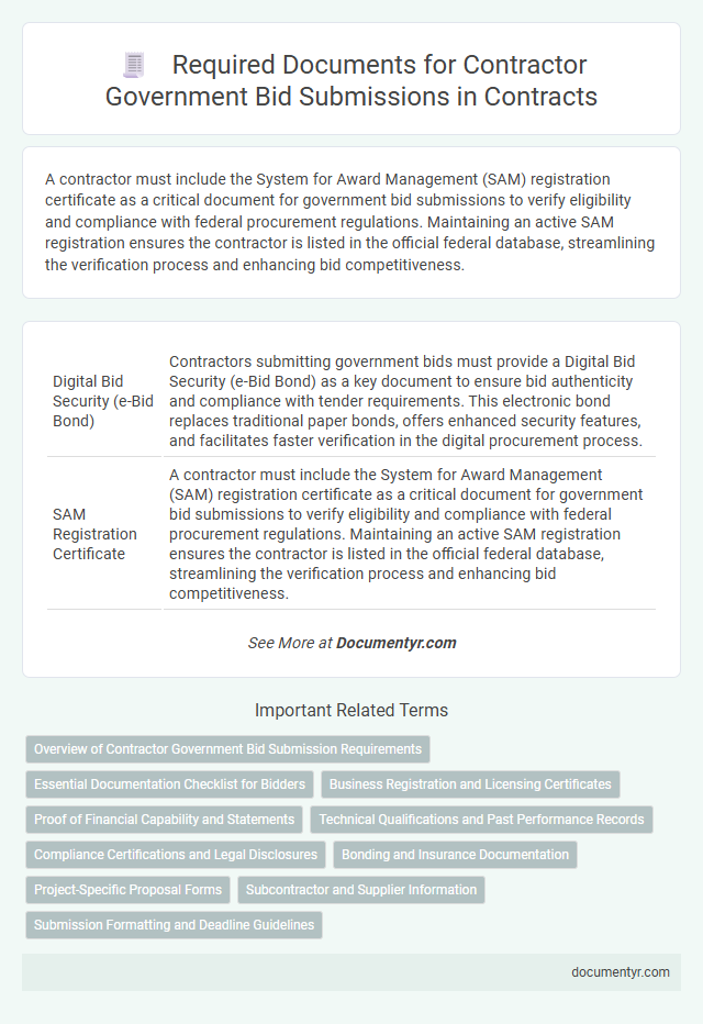 Required Documents for Contractor Government Bid Submissions in Contracts