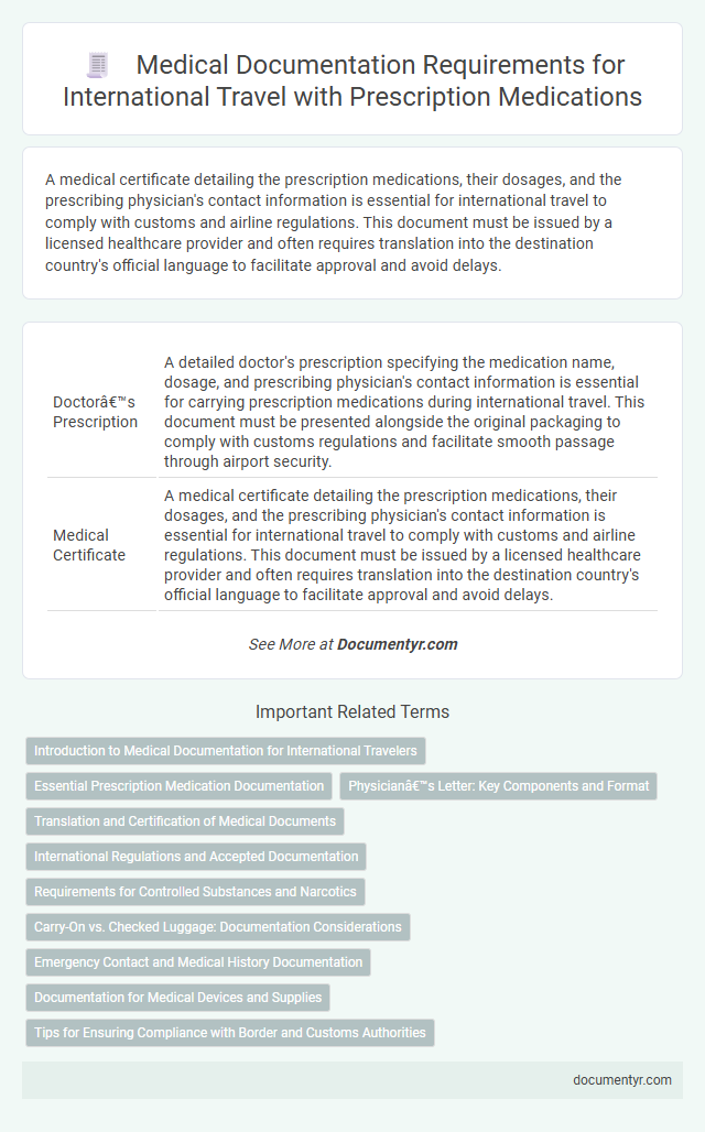 Medical Documentation Requirements for International Travel with Prescription Medications