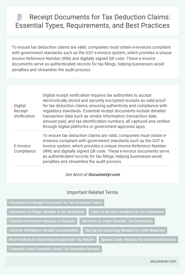 Receipt Documents for Tax Deduction Claims: Essential Types, Requirements, and Best Practices
