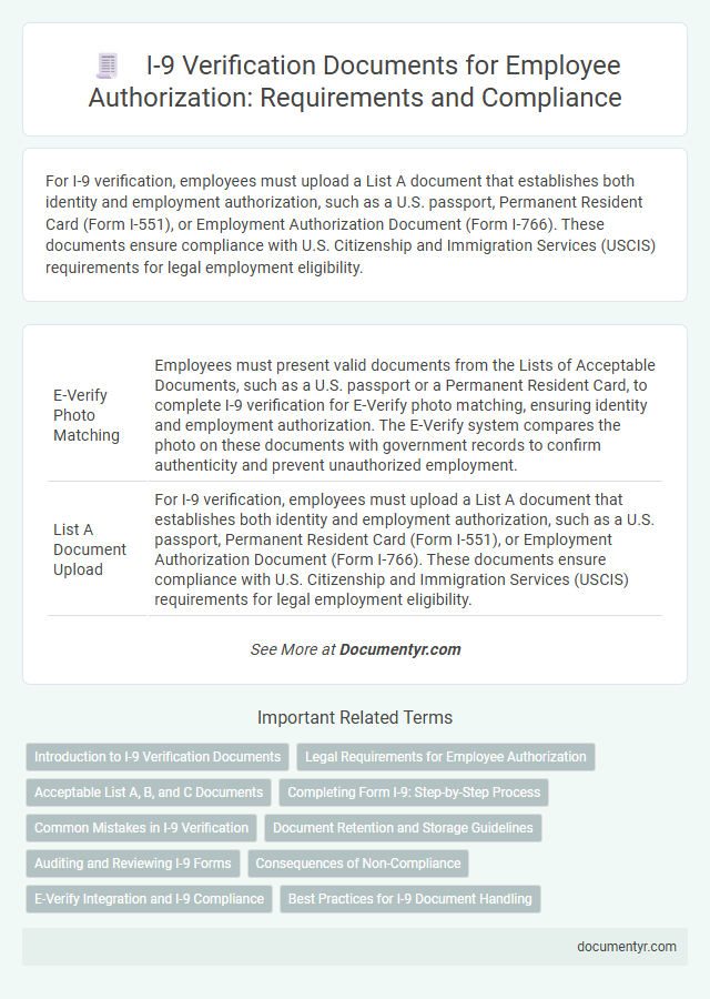 I-9 Verification Documents for Employee Authorization: Requirements and Compliance