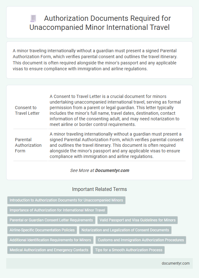 Authorization Documents Required for Unaccompanied Minor International Travel